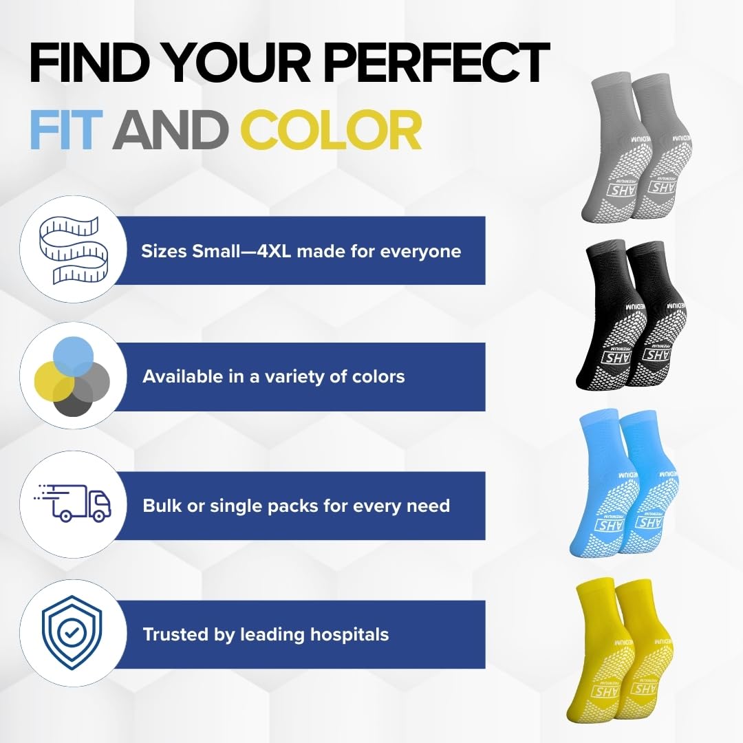 AMERICAN HOSPITAL SUPPLY Non-Slip Hospital Socks, Anti-Skid, Anti-Slip Gripper Socks for Medical or Home Use, Black, 6 Pairs - Image 5